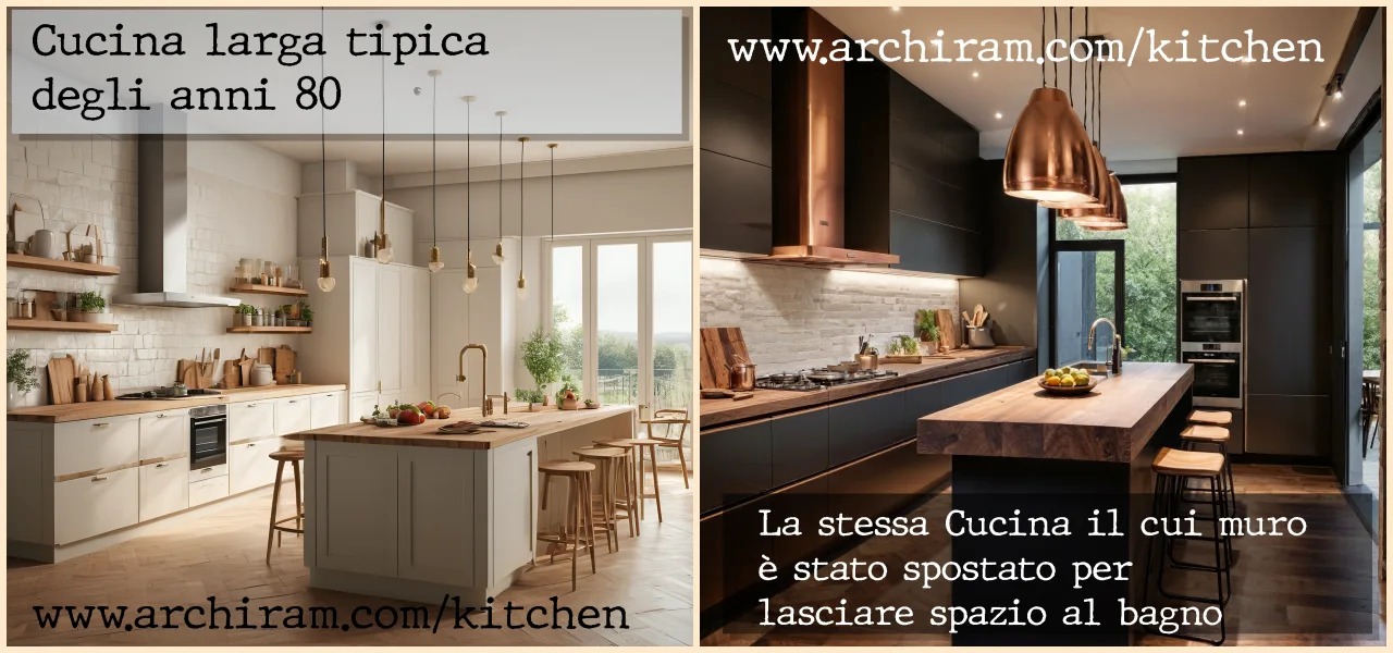 ristrutturazione cucina allargando il bagno